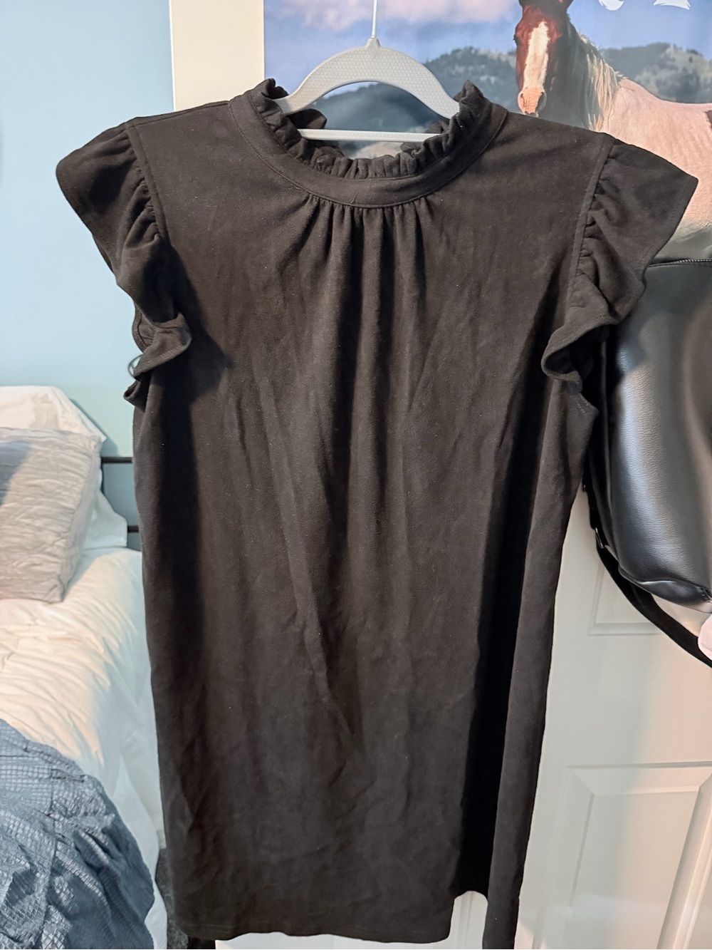 Classic Black Ruffle-Sleeve Women’s Dress